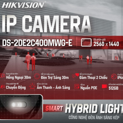 Camera Hikvision  IP  Mini PT Smart Hybird Light 4MP và 2Mp tích hợp mic -Hàng chính hãng
