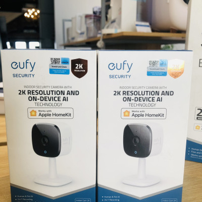 Camera an ninh thông minh Eufy Indoor 2K, tích hợp còi báo động, tương thích Google, Alexa, Homekit, hàng chính hãng phân phối