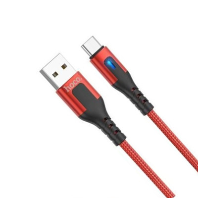 Cáp sạc nhanh 3A Hoco DU08 kết nối Type-C vải dù chống rối tích hợp đèn Led báo sạc dài 1M cho Android ( 3 màu ) - Hàng chính hãng