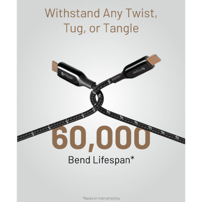 Dây cáp sạc nhanh Mazer C to C 240W InfiniteLINK 3 Pro vỏ bện nylon, đầu cắm mạ vàng (2.5m) - Hàng Chính Hãng