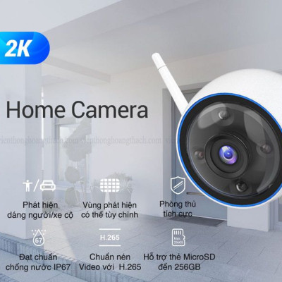 Camera không dây ngoài trời Ezviz CS-H3 3K 5MP, đàm thoại 2 chiều, phát hiện con người (Không thẻ) - Hàng chính hãng Anh Ngọc phân phối