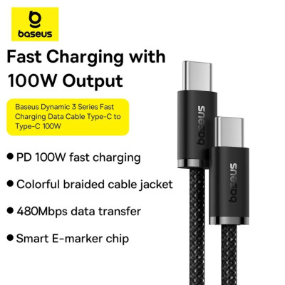 Bộ Baseus GaN5S 1C Sạc Nhanh 20W  (Kèm Cáp C to C 100W Dynamic 3 Series)- Hàng Chính Hãng