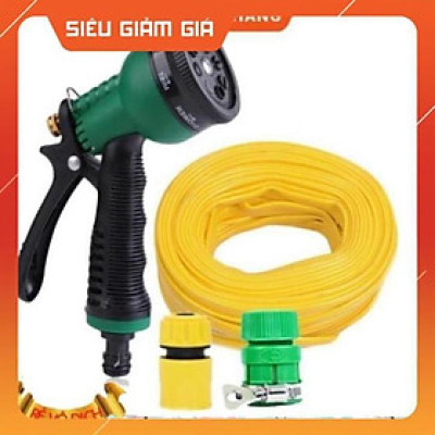 Vòi xịt rửa xe,Vòi phun nước tưới cây tăng áp thông minh 8 chế độ 815621-1 (cút vàng,nối xanh - dây vàng)