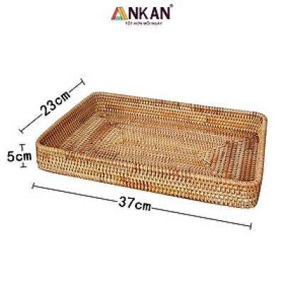 Khay Trang Trí Mây Tre Đan ANKAN – Rổ Vintage Handmade Đựng Trái Cây, Bánh Kẹo, Mỹ Phẩm, Trà Bánh