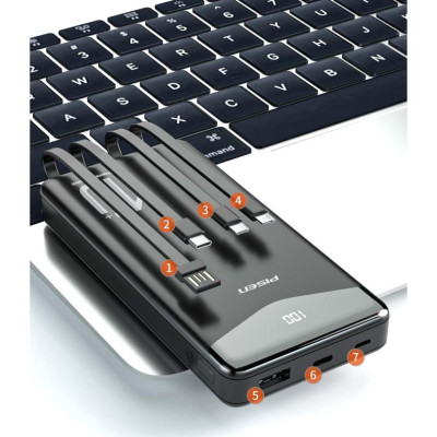 Sạc dự phòng PISEN Digital D109-D-1 10000mAh kèm cáp Type-C, L, Micro, tương thích mọi thiết bị (LS-DY53), Hàng chính hãng