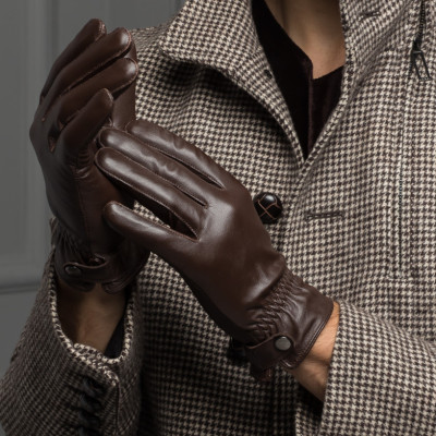 Găng tay nam da cừu cao cấp BHY8715 Bao da lái xe, lót lông, giữ ấm tốt, cản gió. Bảo vệ đôi tay