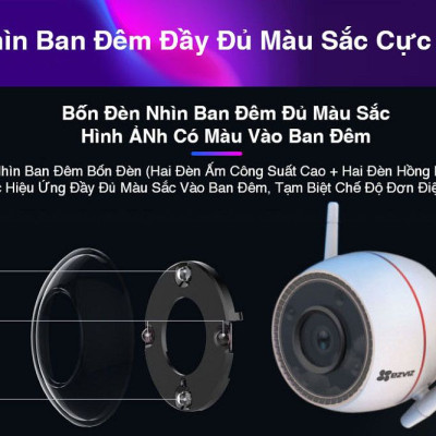 Camera Wifi Ezviz Ngoài Trời AI thông minh, màu ban đêm, H3C 4MP 2K - Hàng chính hãng