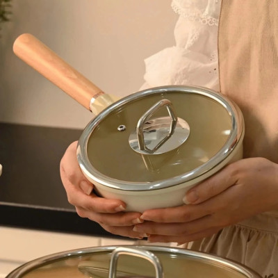 Quánh chống dính phủ gốm Haatz Hàn Quốc size 18cm vung kính đáy từ