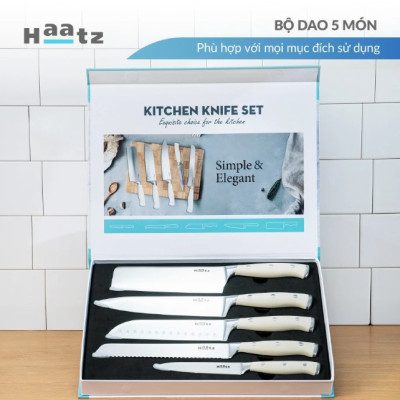 Bộ Dao 5 Chiếc Thép 5Cr15 Haatz CIM735 Tay Cầm Công Thái Học - Hàng Chính Hãng Bảo Hành 24 Tháng