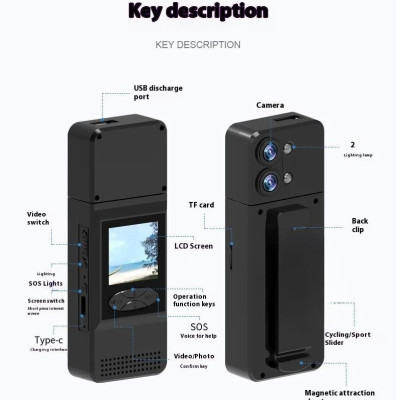 ROGTZ Máy Quay Phim Hành Động Thể Thao Đeo Trên Người, Camera Góc Rộng 2K, Màn Hình 1,5 inch, Ống Kính Xoay 180 Độ Action A3 - Hàng Nhập Khẩu