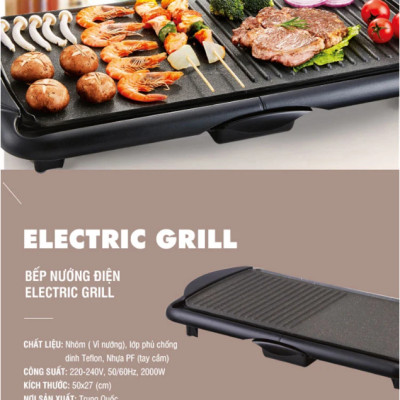 Bếp nướng điện LocknLock Electric Grill EJG231, Hàng chính hãng, bề mặt chống dính, 5 mức nhiệt - JoyMall