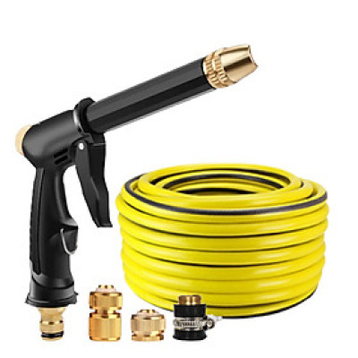 Bộ dây và vòi xịt rửa xe tưới cây tăng áp thông minh 810-2498 (dây vàng-cút nối đồng)