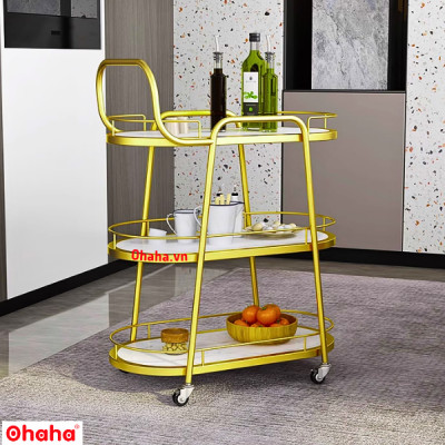 KỆ TRANG TRÍ PHÒNG BẾP SANG TRỌNG CÓ BÁNH XE CAO CẤP OHAHA - KTT022