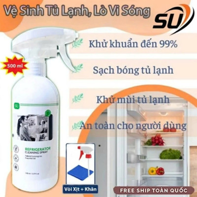 Chai Xịt Vệ Sinh Tủ Lạnh , Lò Vi Sóng 500ml Làm Sạch Những Vết Ố Lâu Ngày, Lưu Lại Hương Thơm Mát Dễ Chịu Nhanh Khô