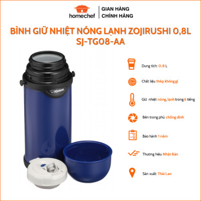 Bình giữ nhiệt nóng lạnh Zojirushi 0.8L SJ-TG08 , bằng thép không gỉ, bảo hành giữ nhiệt 1 năm