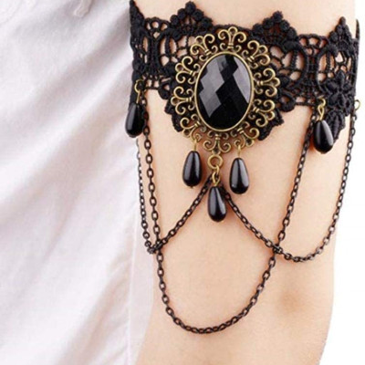 Vòng cổ ren vải thả chuỗi hạt xương đòn dạ tiệc sang trọng