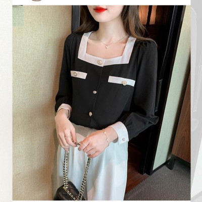 ÁO SƠ MI CỔ VUÔNG VIỀN XINH XẮN