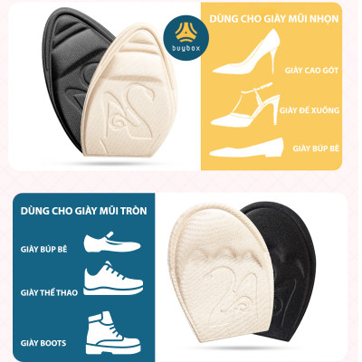 Lót giày 4D đệm êm vòm ngang lòng bàn chân và các ngón chân, chống trượt bàn chân về phía trước - buybox - BBPK181