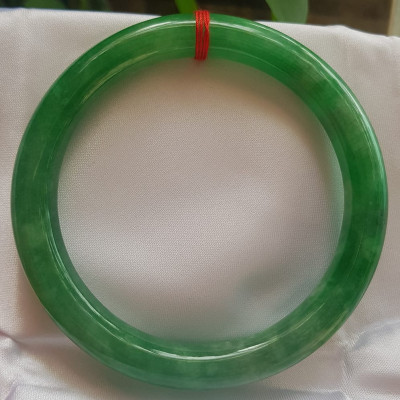 Vòng tay Nam Nữ đá Cẩm Thạch Đậu Lý QC size lớn 64mm x cọng 10mm Vòng màu xanh đậu lý bông bóng đẹp Anh Chị tay to Cân Nặng 73kg- 85kg đeo ạ