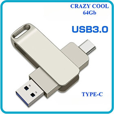 USB CRAZY COOL 64Gb - USB 3.0 64GB Đầu Nối Kép Với 2 Cổng USB Type-C Và USB Type-A - Tương Thích MAC / PC Chuẩn Giao Tiếp USB 3.0 Và 2.0 - Hàng Chính Hãng