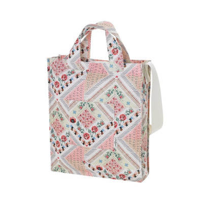 Cath Kidston - Túi đeo vai/Organic Cotton Tall Tote - Patchwork - Cream/Pink -1048575