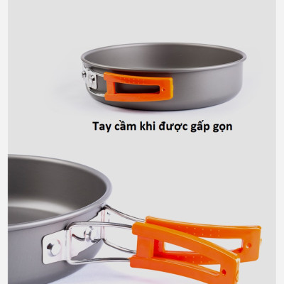 Bộ nồi nấu ăn cắm trại dã ngoại du lịch xếp gọn SK066