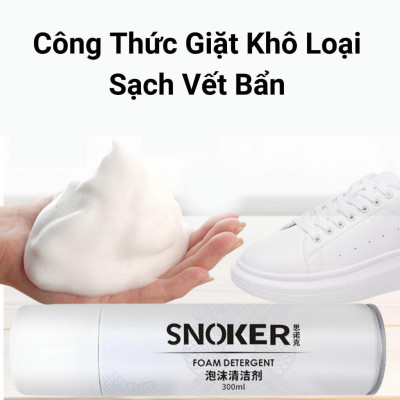 Chai Xịt Tạo Bọt Tuyết Làm Sạch Giày Dép SNOKER 300ml Giặt Giày Khô, Làm Sạch