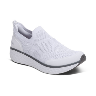 Giày thể thao sức khỏe nam Aetrex Dash White - sneaker dạng xỏ, đế nâng vòm cân chỉnh chân