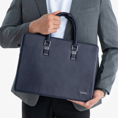 Cặp Da Doanh Nhân Túi Xách Nam GENCE CGL07 Da Bò Khóa Số Cao Cấp Màu Xanh Navy