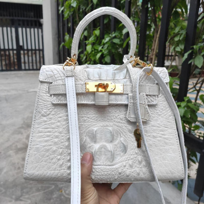 Túi xách nữ size 25 có dây đeo. Da cá sấu BẠCH TẠNG - ĐẸP TINH KHIẾT!