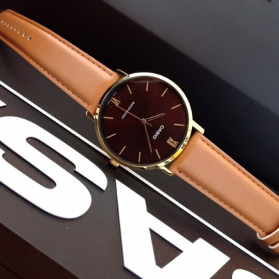 Đồng hồ nam dây da Casio Standard chính hãng MTP-VT01GL-5BUDF