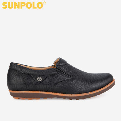 Giày Mọi Nam Da Bò SUNPOLO SUMU01 - Đen