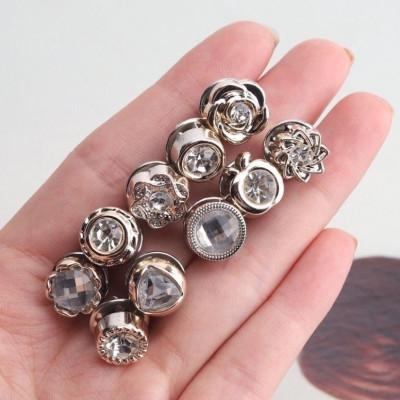 Set 10 cúc cài áo mini chống hở, ghim cài trang trí khuy áo thời trang Hàn Quốc (Giao mẫu ngẫu nhiên)