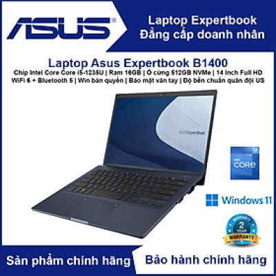 Máy vi tính Laptop Asus ExpertBook B1400 (Chip Intel Core i5-1235U | RAM 16GB | SSD 512GB NVMe | 14