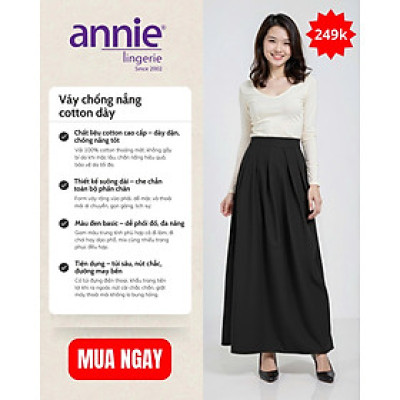 Váy chống nắng annie cotton màu đen thời trang form rộng dễ mặc siêu bền