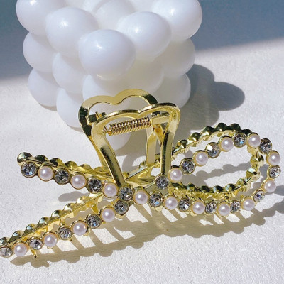 Kẹp tóc ngọc trai hình nơ size lớn mẫu mới