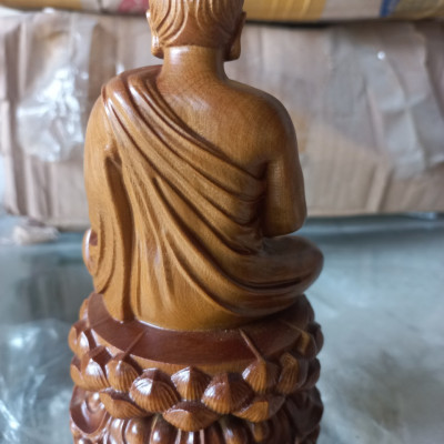 Tượng phật bổn sư thích ca bằng gỗ bách xanh thơm phức kt cao 15×9×9cm 