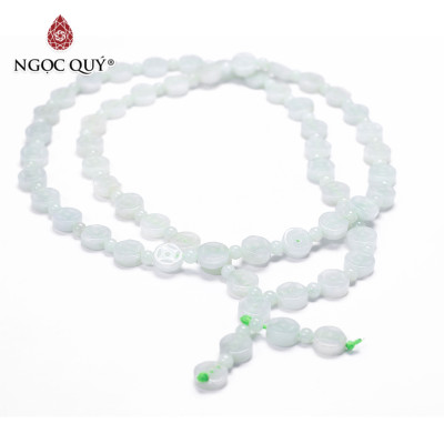 Chuỗi cổ đồng tiền đá cẩm thạch A 70cm mệnh hỏa, mộc - Ngọc Quý Gemstones