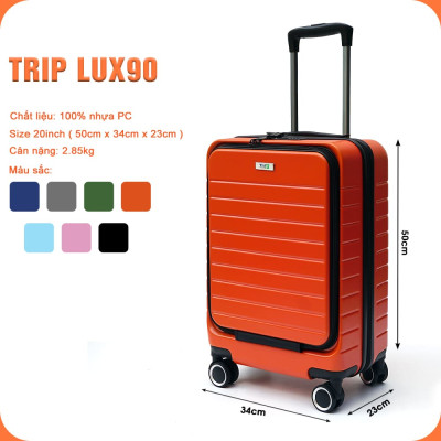 TẶNG TÚI ĐỰNG GIÀY + THẺ TAG - Vali có ngăn đựng Laptop TRIP LUX90 size 20inch - Hàng chính hãng