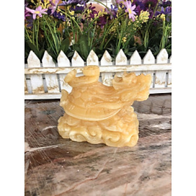 Tượng Long Quy - Rùa đầu Rồng phong thủy đá ngọc hoàng long đặt bàn thờ, bàn làm việc - Dài 12 cm