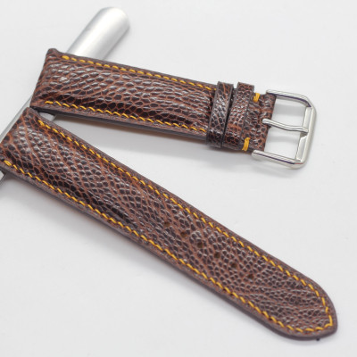 Dây Đồng Hồ Da Đà Điểu Thật Cao Cấp Songhan Leather HANDMADE Màu Nâu Khóa Kim , Bảo Hành 6 Tháng WSOT-01