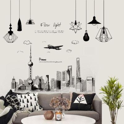 Decal dán tường kết hợp Bầu trời đêm Dubai XH5206+xc9001+xc9002 [ Size Lớn ] 