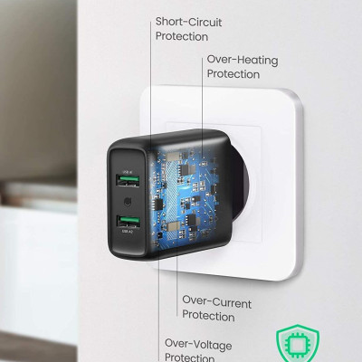 Ugreen UG10216CD161TK 36W QC3.0 2 cổng USB màu Đen Củ sạc nhanh - HÀNG CHÍNH HÃNG