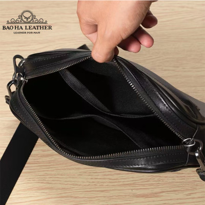 Ví cầm tay Túi đeo chéo nam mini da bò thật BAOHA LEATHER BHM8345