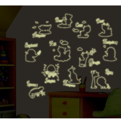 Decal dán tường Dạ quang đàn thú AmyShop DDQ010