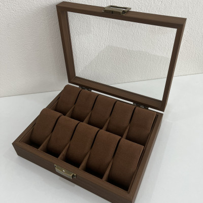 Hộp đựng đồng hồ - Hộp đựng 10 đồng hồ bằng gỗ màu nâu