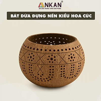 Đèn Gáo Dừa Đựng Nến Tealight Hoa Cúc Handmade Decor Tự Nhiên Trang Trí Spa Cafe ANKAN