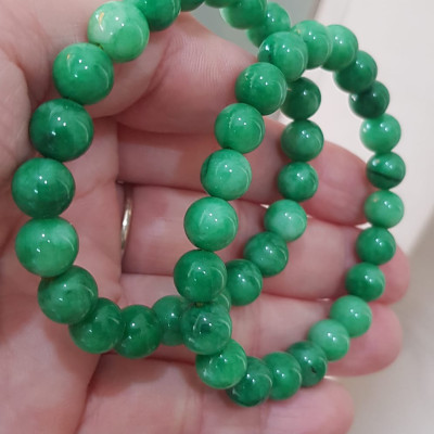 Vòng tay phong thủy Nữ đá cẩm thạch xanh tươi size hạt 8mm vòng màu xanh lá tươi đẹp nữ mệnh mộc hỏa thủy ạ