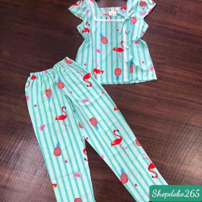 Đồ bộ nữ,đồ ngủ mặc nhà vải lụa quần dài BD 111 họa tiết dễ thương size 47-62kg.