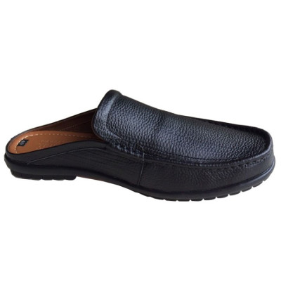 Dép sục nam da bò  Trường Hải màu đen đế cao su không trơn hàng may chắc chắn thời trang cao cấp BMN0201